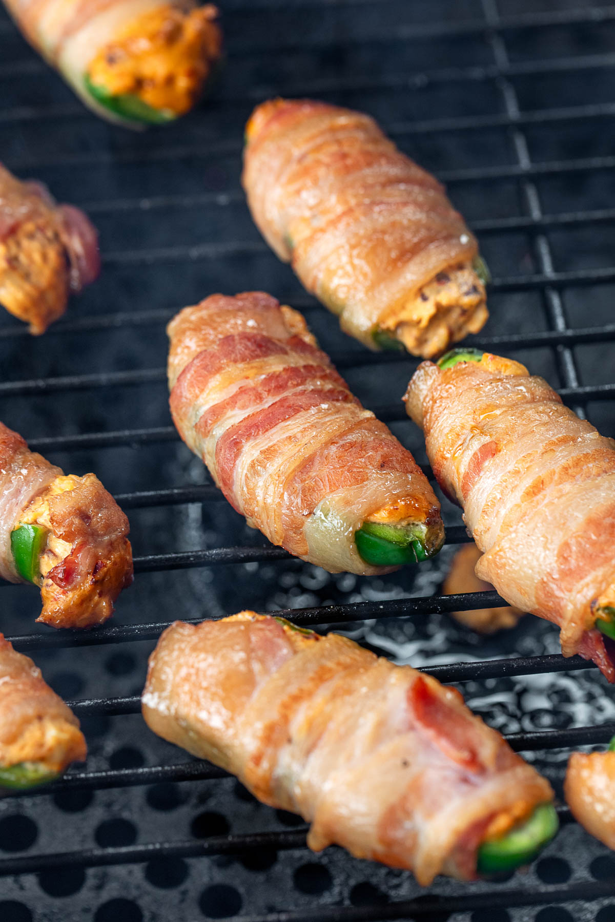 smoked jalapeno poppers on a pellet grill